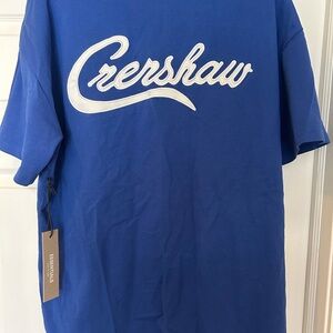 Fear of God Crenshaw Script Logo T-Shirt - Blue with White Logo